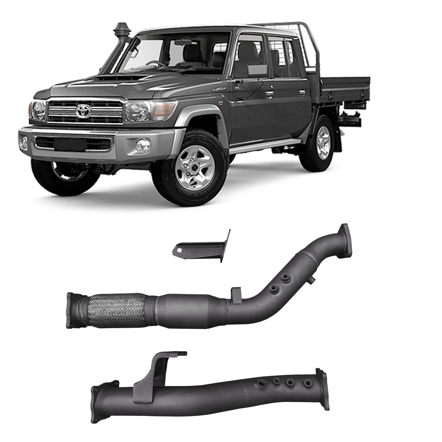 Extreme Duty 3" Exhaust DPF Adaptor Kit for the Toyota LandCruiser 76 Series Wagon, 79 Series Single & Dual Cab (view 2)