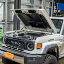Toyota Land Cruiser 79 Series with the bonnet held open by the Bonnet Gas Struts (Pair)