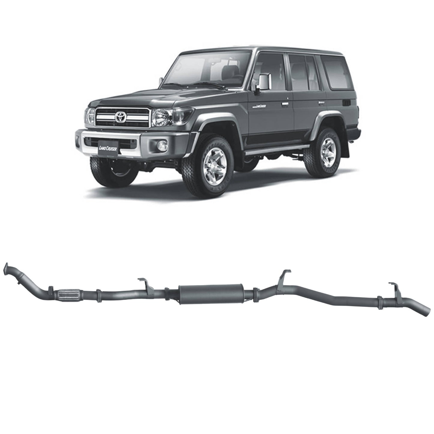 70 Series Land Cruiser Extreme Duty Exhaust - 76 Series Wagon (03/2007 - 10/2016)