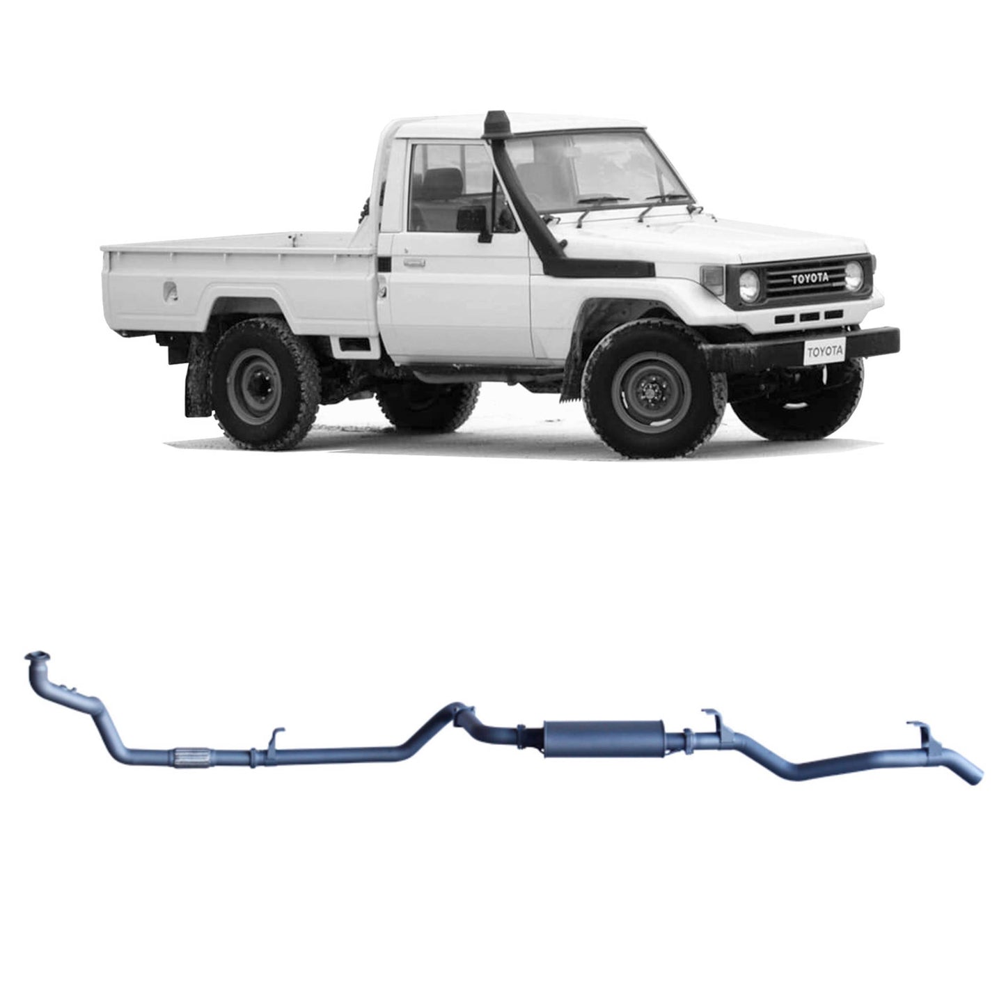 70 Series Land Cruiser Extreme Duty Exhaust - 78 Series (01/1990 - 01/2007), 75 Series (03/1990 - 11/1999)