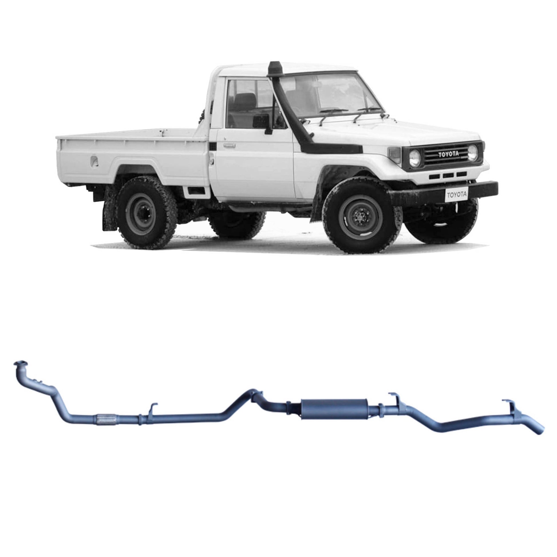 70 Series Land Cruiser Extreme Duty Exhaust - 78 Series (01/1990 - 01/2007), 75 Series (03/1990 - 11/1999)