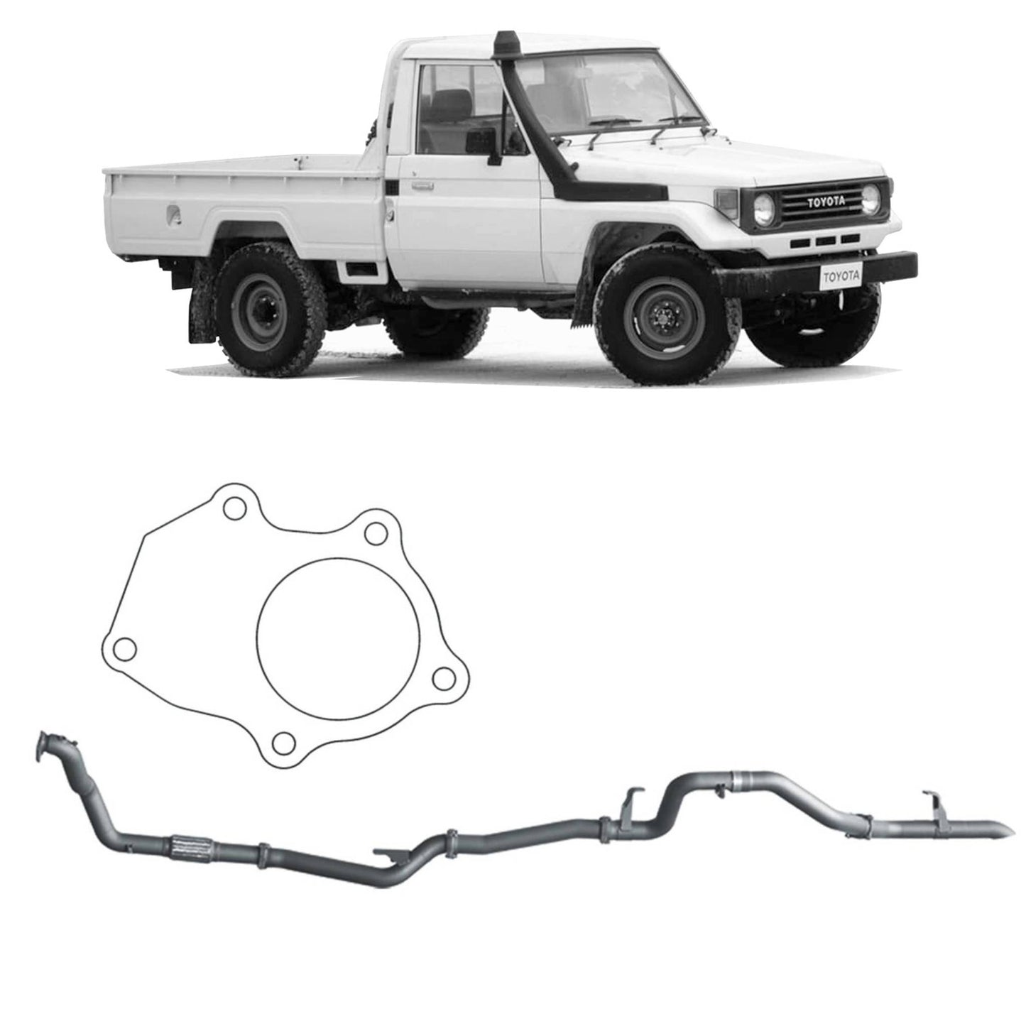70 Series Land Cruiser Extreme Duty Exhaust - 78 Series (01/1990 - 01/2007), 75 Series (03/1990 - 11/1999)
