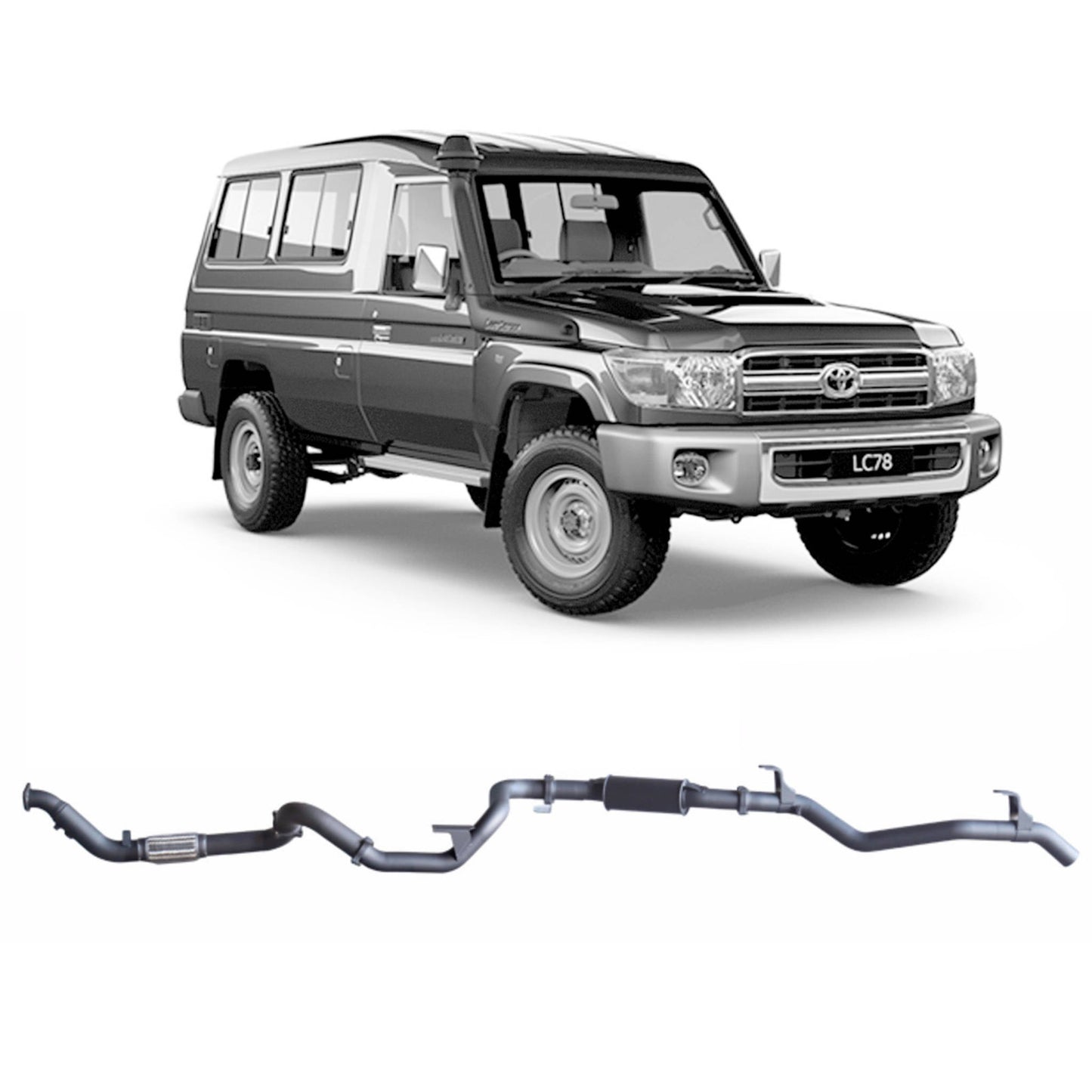 70 Series Land Cruiser Redback Extreme Duty Exhaust for Toyota Landcruiser 78 Series Troop Carrier (03/2007 - 10/2016)