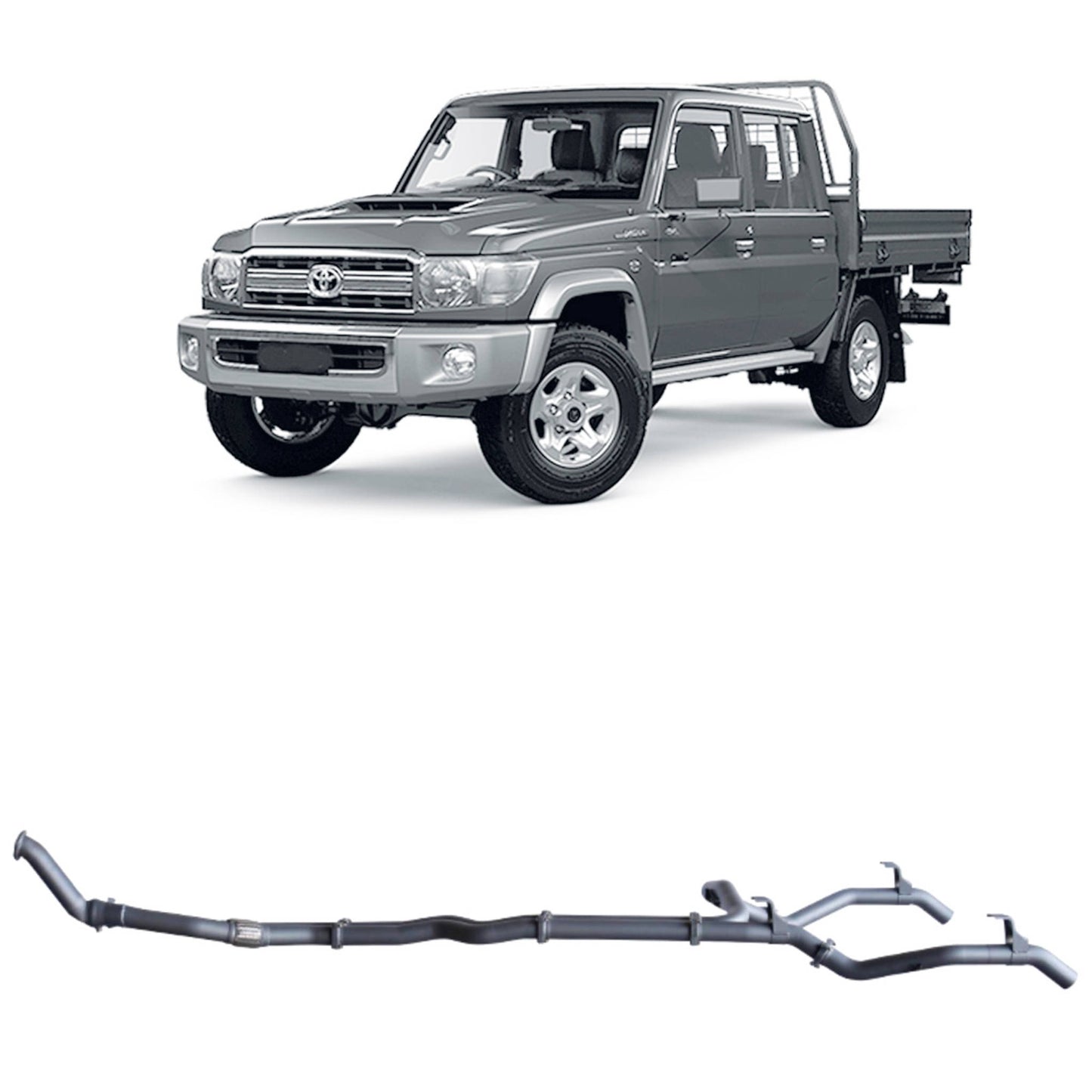 Toyota Land Cruiser Redback Extreme Duty Twin Exhaust for Toyota Landcruiser 79 Series Double Cab (10/2012 - 10/2016)