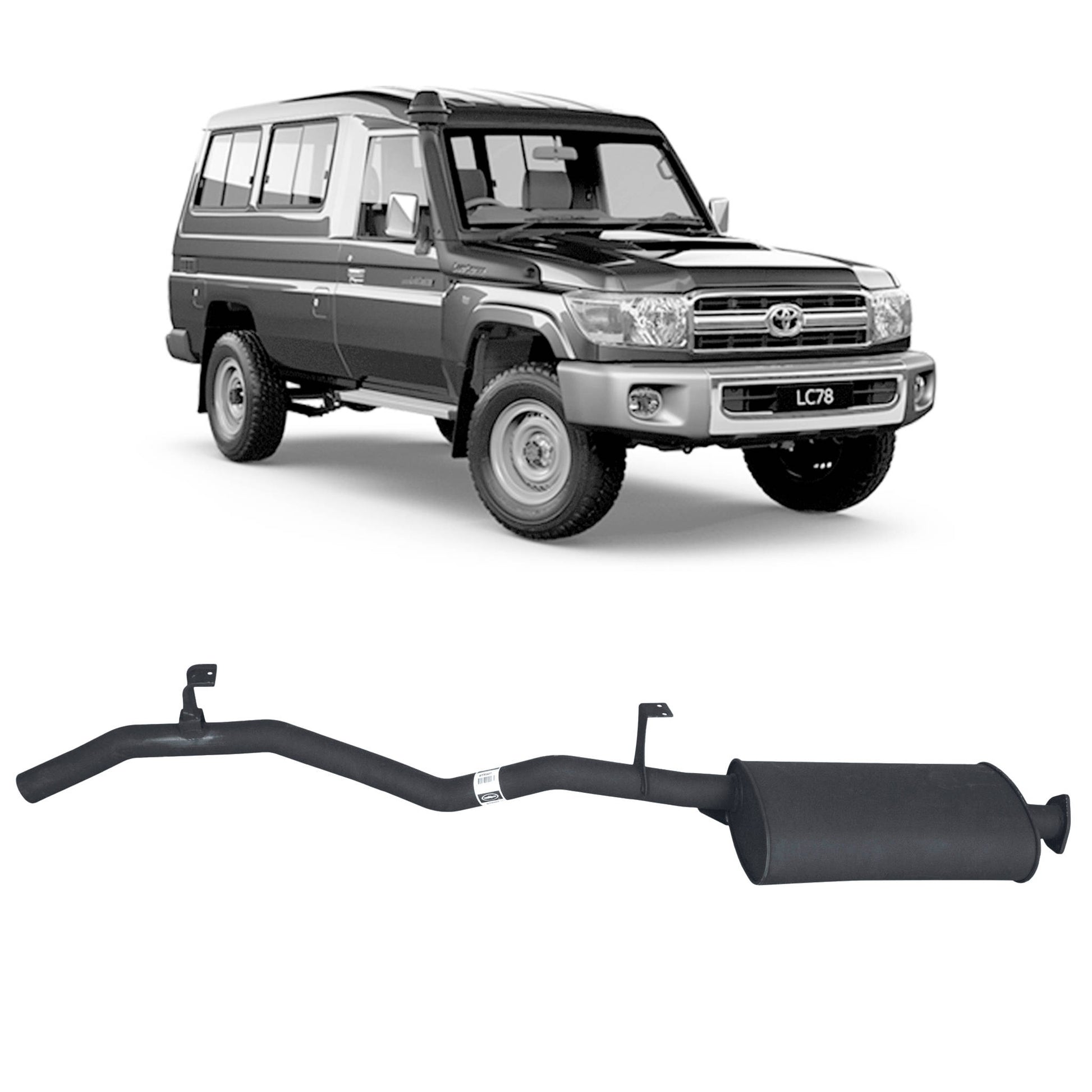 2.5" Exhaust for the Toyota LandCruiser 79 Series 1HZ w/ Muffler (view 3)