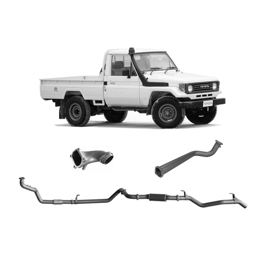 Extreme Duty 3" Turbo Back Exhaust - 75 Series Leaf Suspension Front w/ 1HD Conversion