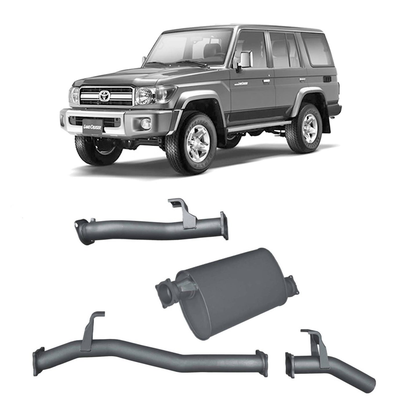 Extreme Duty 3" DPF Back Exhaust for the Toyota LandCruiser 76 Series Wagon (09/2016 - On) (view 3)