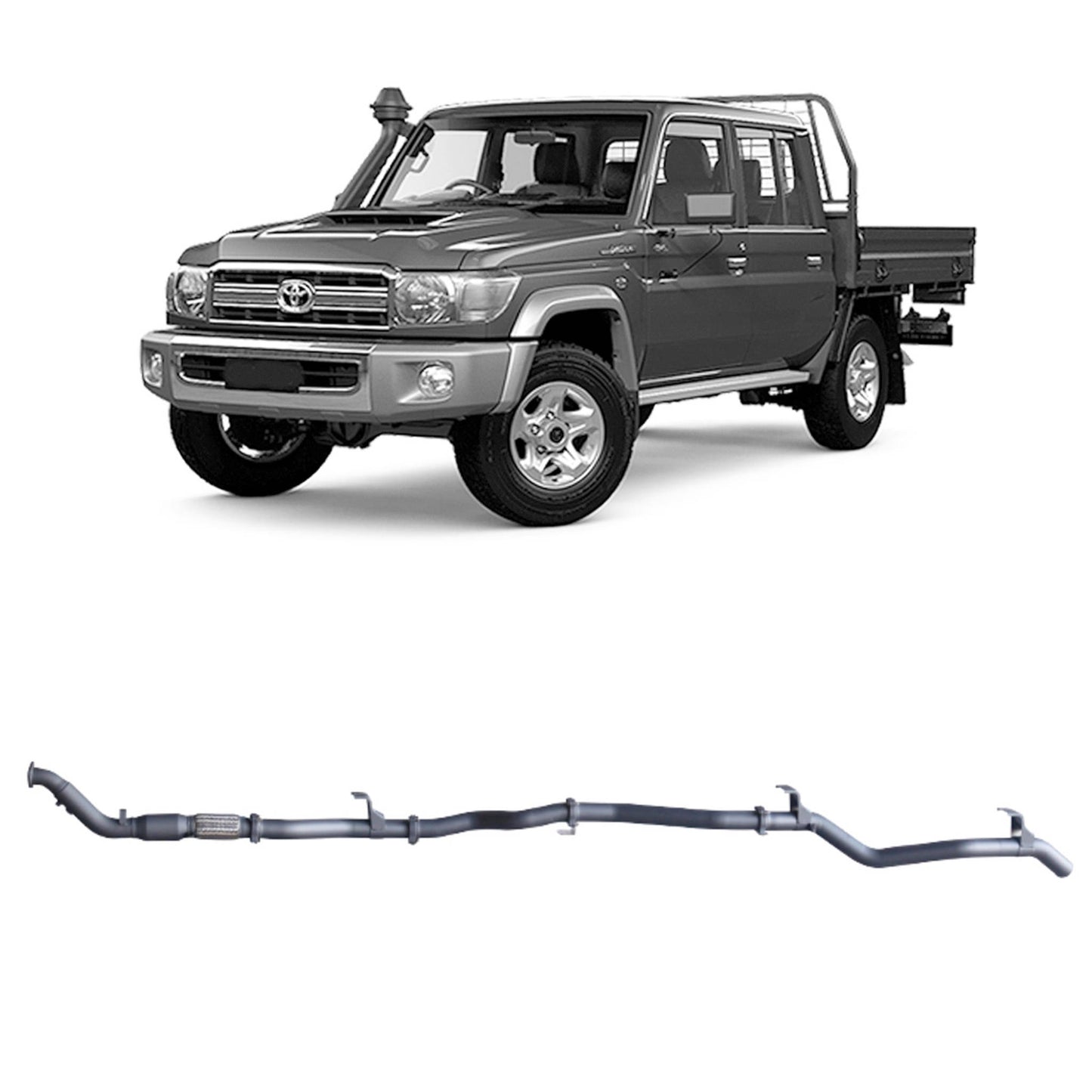 Extreme Duty 3" Turbo Back Exhaust for the Toyota LandCruiser 79 Series Dual Cab (01/2012 - 10/2016) (view 2)