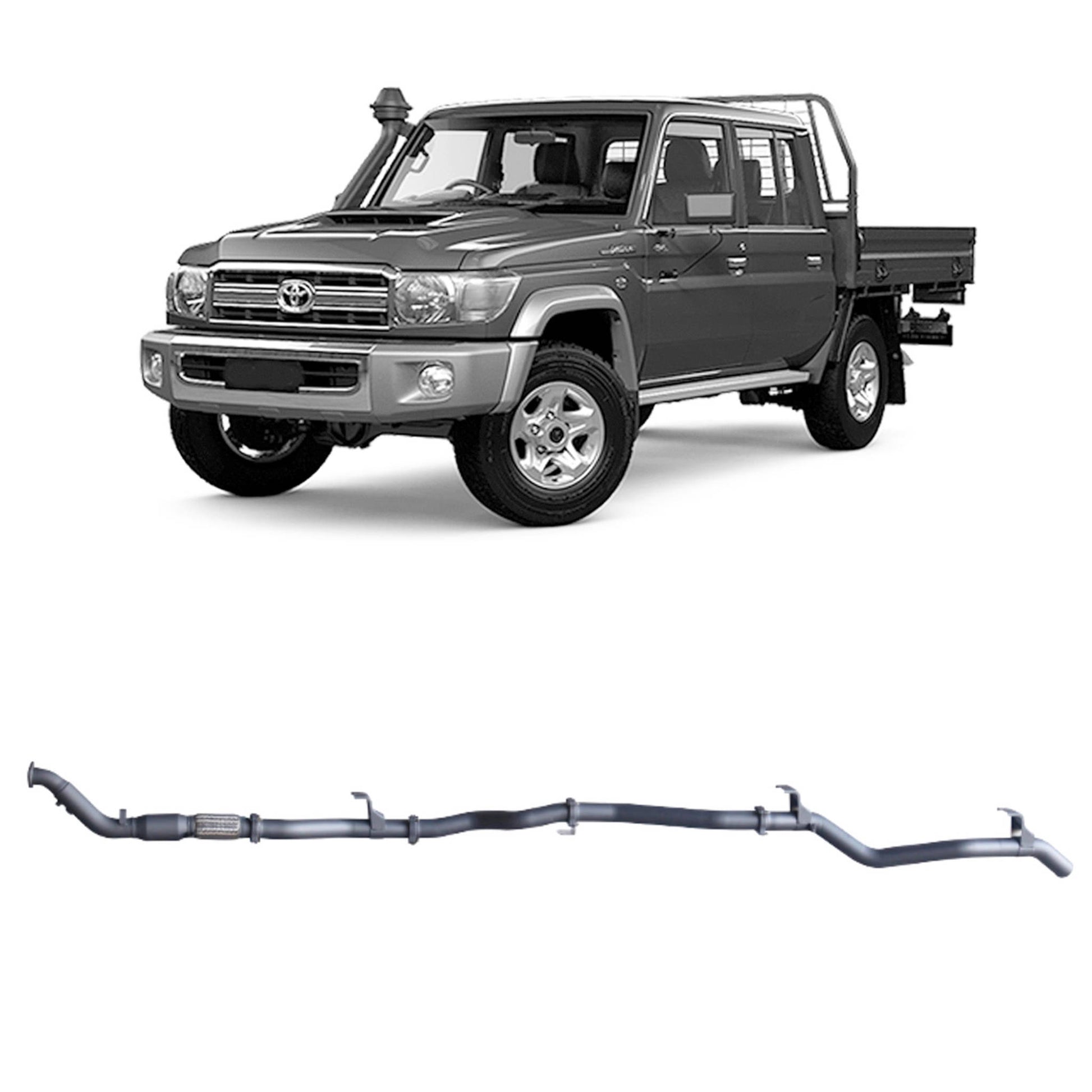 Extreme Duty 3" Turbo Back Exhaust for the Toyota LandCruiser 79 Series Dual Cab (01/2012 - 10/2016) (view 2)