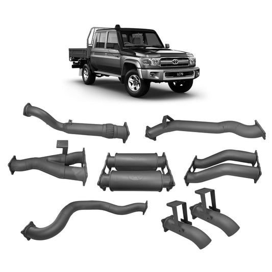Extreme Duty Twin 4" Turbo Back Exhaust w/ Resonator - 79 Series Dual Cab
